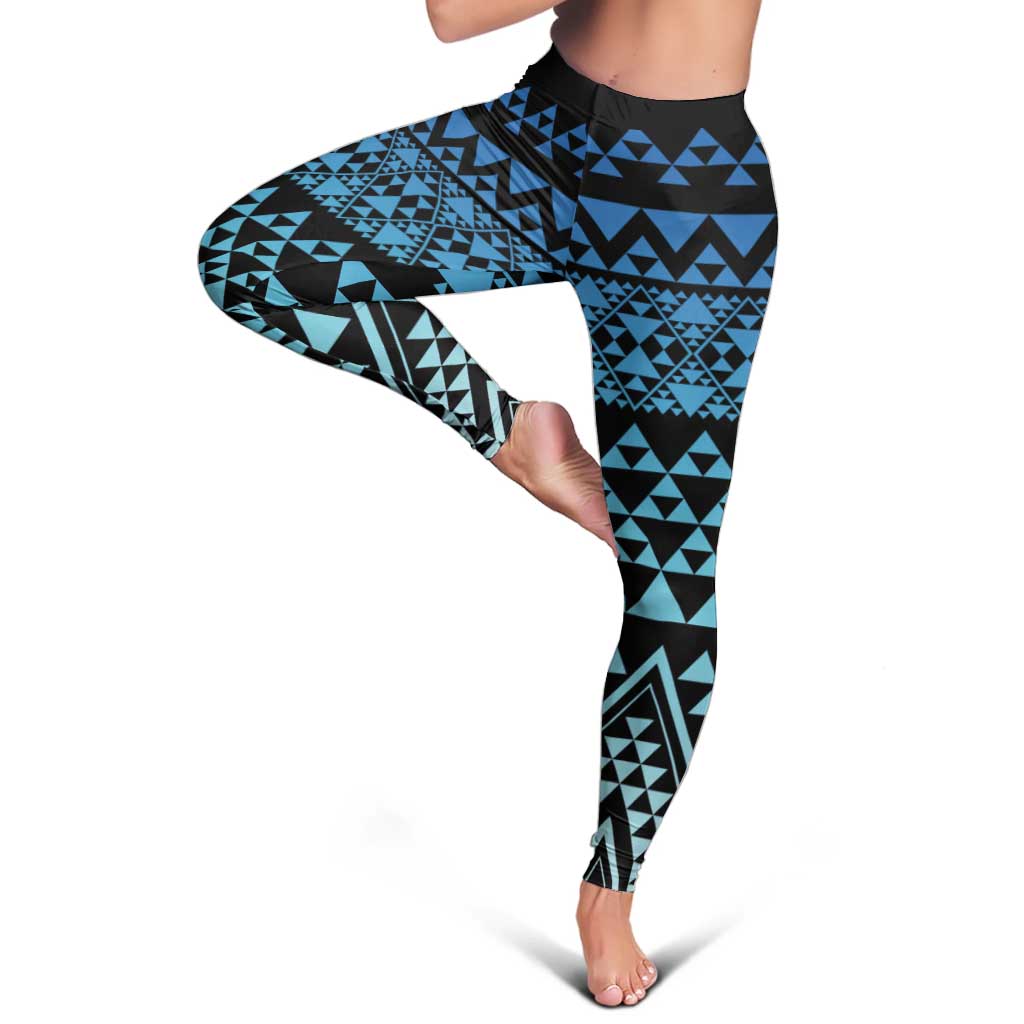 Maori Niho Taniwha Te Wheiao Leggings Moana Blue - Polynesian Pride