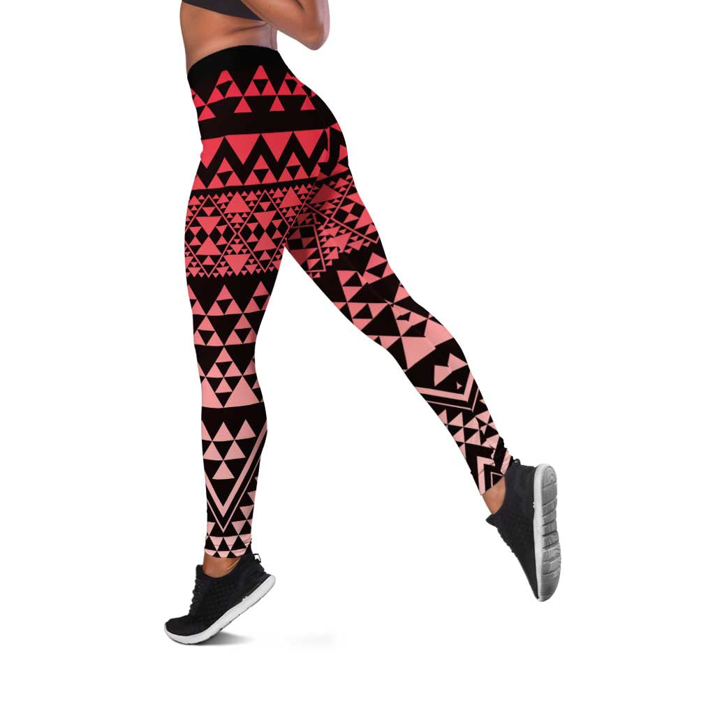 Maori Niho Taniwha Te Wheiao Leggings Terracotta - Polynesian Pride