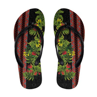 Maori Tukutuku Flip Flops with Ferns Pohutukawa and Kowhai Tribal Moko Patterns LT03 Multicolor - Polynesian Pride
