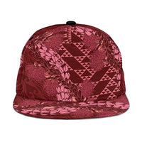 Maroon Aloha Hawaii Snapback Cap Hawaiian Kakau Ohia Lehua Lei - Polynesian Pride