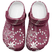 Maroon Kuki Airani Tapakau Clogs Shoes Tribal Anchor Mix Tiare LT7 Maroon - Polynesian Pride