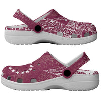 Maroon Kuki Airani Tapakau Clogs Shoes Tribal Anchor Mix Tiare LT7 - Polynesian Pride