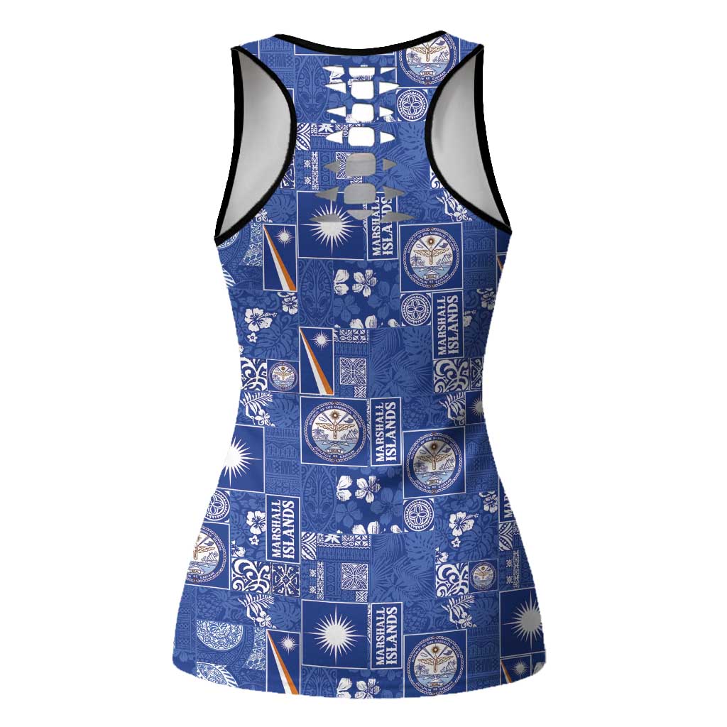 Marshall Islands Merry Christmas Hollow Tank Top Pacific Patchwork Xmas Vibes - Polynesian Pride