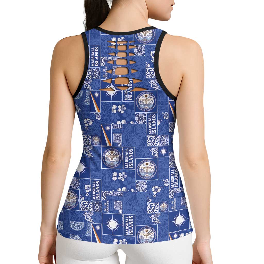 Marshall Islands Merry Christmas Hollow Tank Top Pacific Patchwork Xmas Vibes - Polynesian Pride