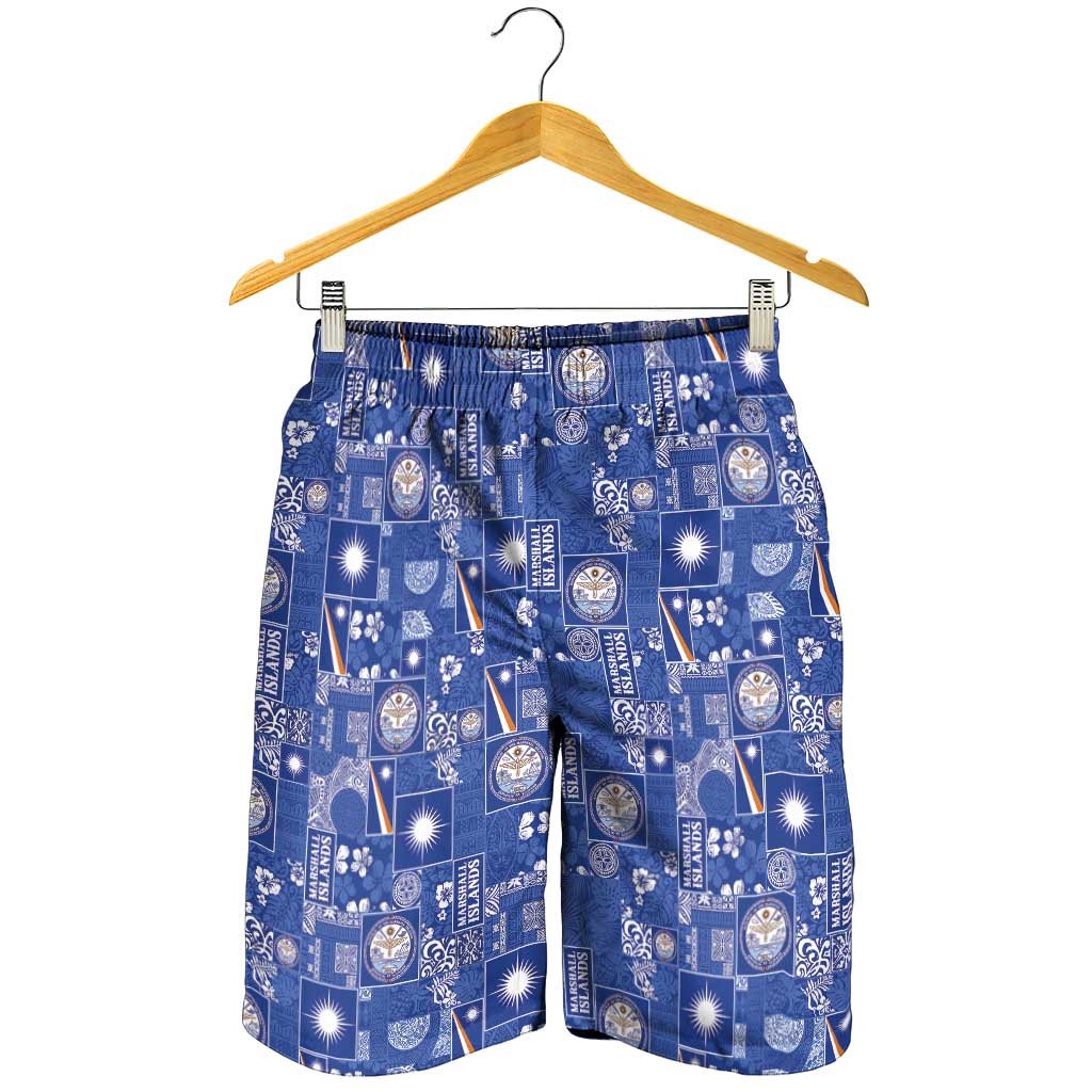 Marshall Islands Merry Christmas Shorts for Men Pacific Patchwork Xmas Vibes - Polynesian Pride