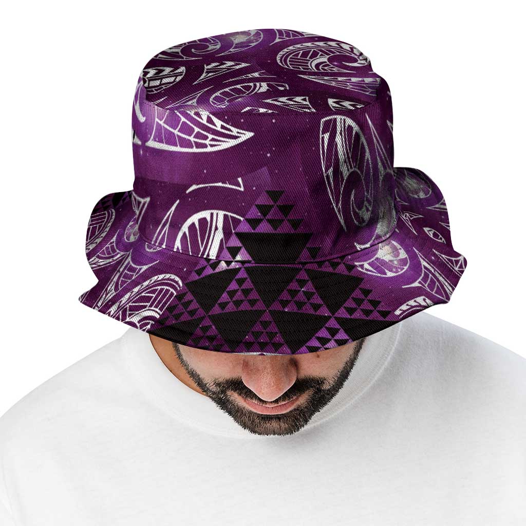 Matariki New Zealand Bucket Hat NZ Niho Taniwha Maori New Year Purple Galaxy LT14 - Polynesian Pride