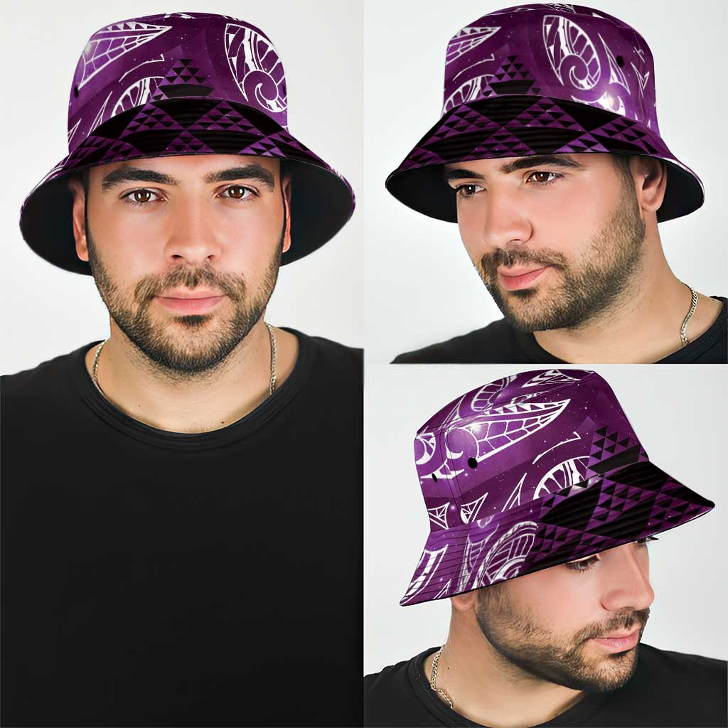 Matariki New Zealand Bucket Hat NZ Niho Taniwha Maori New Year Purple Galaxy LT14 - Polynesian Pride