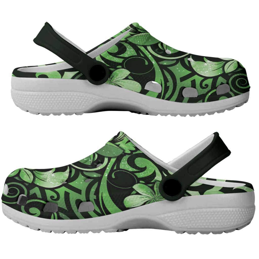 Matariki New Zealand Clogs Shoes Maori Pattern Green Galaxy - Polynesian Pride