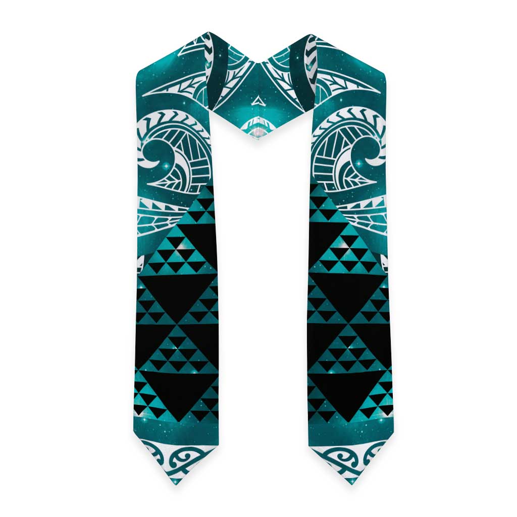 Matariki New Zealand Graduation Stole NZ Niho Taniwha Maori New Year Cyan Galaxy LT14 - Polynesian Pride