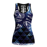 Matariki New Zealand Hollow Tank Top NZ Niho Taniwha Maori New Year Blue Galaxy LT14 Female Blue - Polynesian Pride