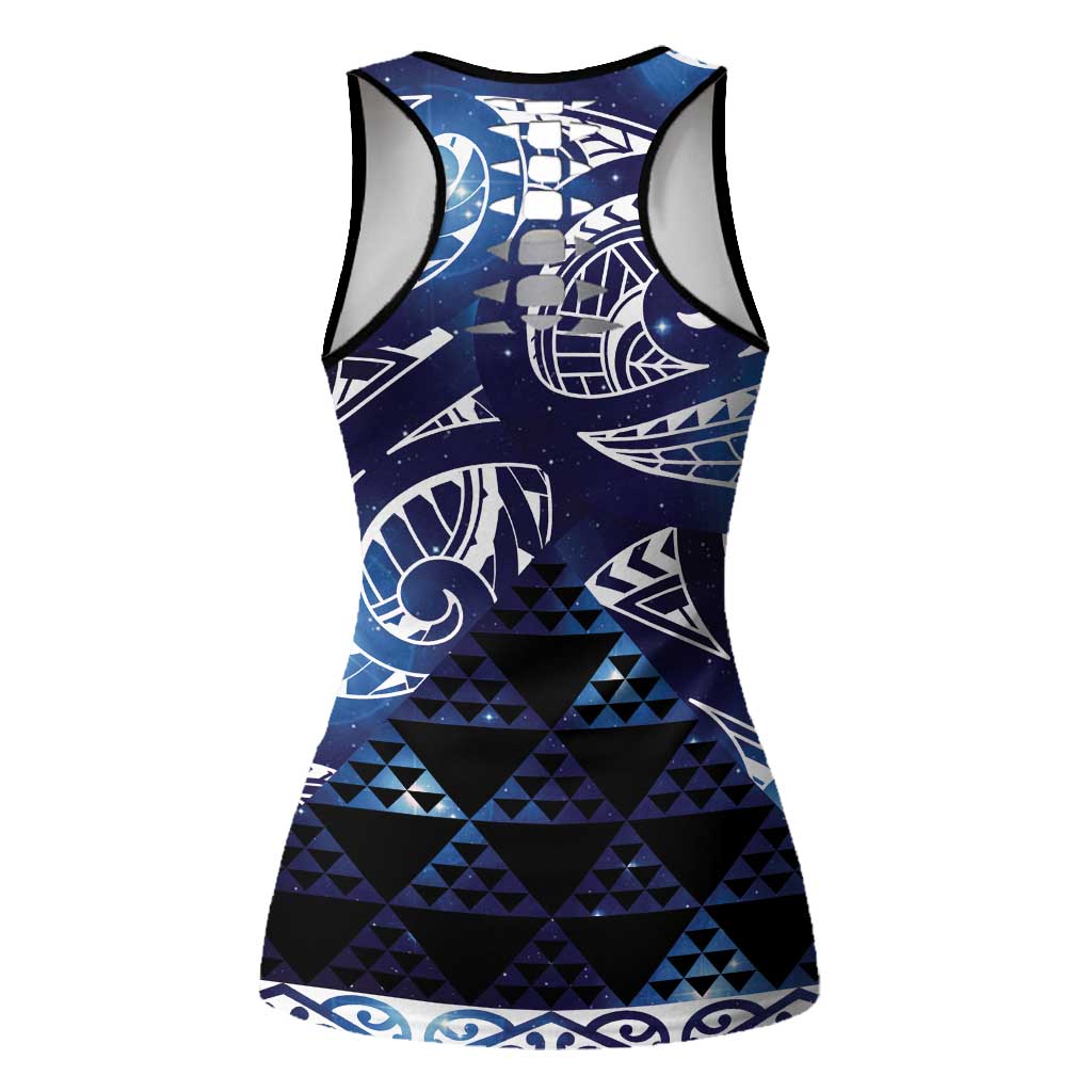 Matariki New Zealand Hollow Tank Top NZ Niho Taniwha Maori New Year Blue Galaxy LT14 - Polynesian Pride