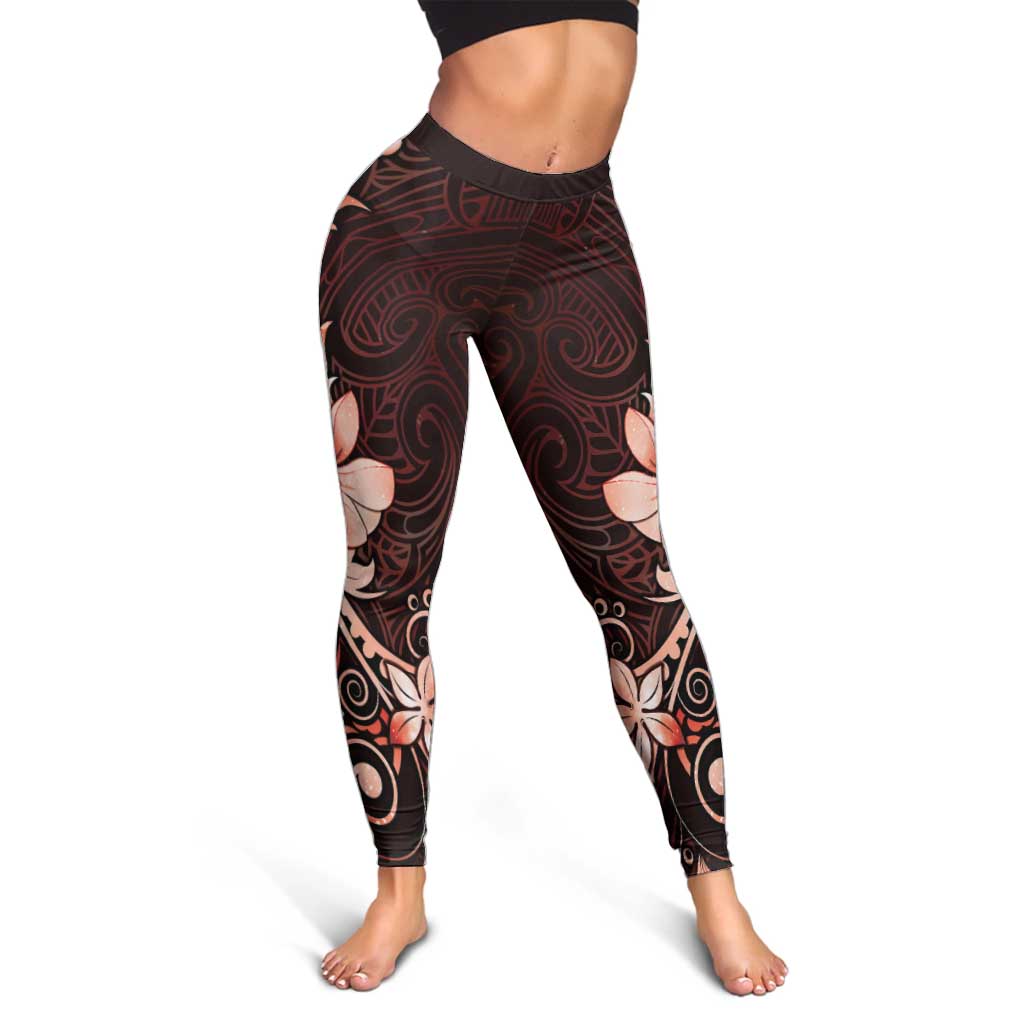 Matariki New Zealand Leggings Maori Pattern Red Galaxy - Polynesian Pride