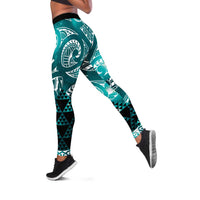 Matariki New Zealand Leggings NZ Niho Taniwha Maori New Year Cyan Galaxy LT14 Cyan - Polynesian Pride