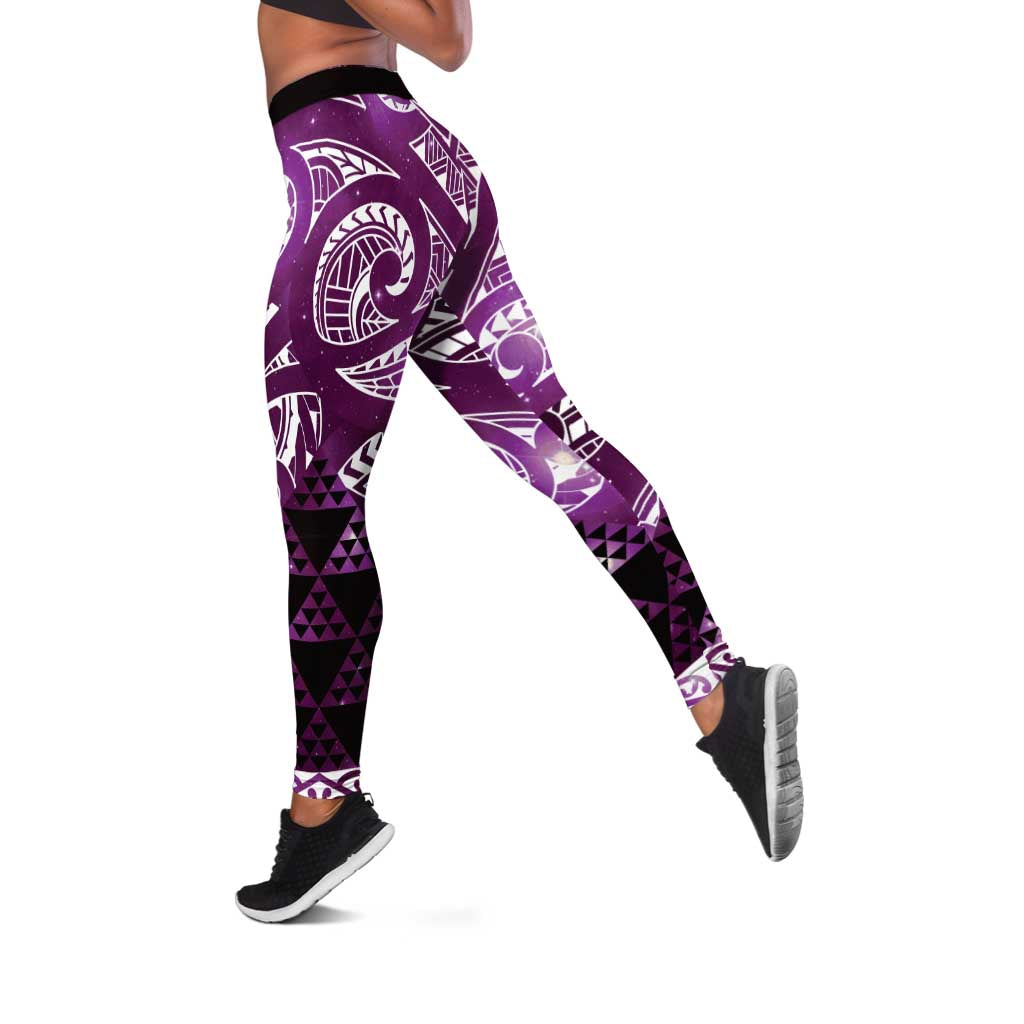 Matariki New Zealand Leggings NZ Niho Taniwha Maori New Year Purple Galaxy LT14 Purple - Polynesian Pride