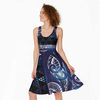 Matariki New Zealand Midi Dress NZ Niho Taniwha Maori New Year Blue Galaxy LT14 - Polynesian Pride