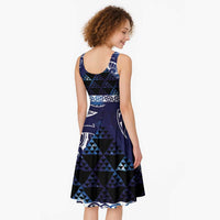 Matariki New Zealand Midi Dress NZ Niho Taniwha Maori New Year Blue Galaxy LT14 - Polynesian Pride