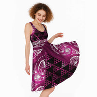 Matariki New Zealand Midi Dress NZ Niho Taniwha Maori New Year Pink Galaxy LT14 - Polynesian Pride