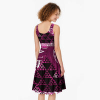 Matariki New Zealand Midi Dress NZ Niho Taniwha Maori New Year Pink Galaxy LT14 - Polynesian Pride