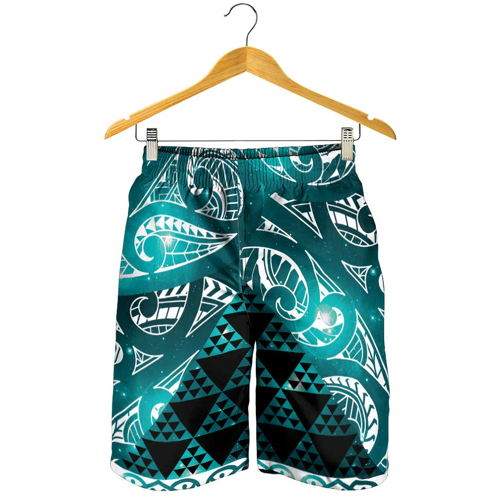 Matariki New Zealand Shorts for Men NZ Niho Taniwha Maori New Year Cyan Galaxy