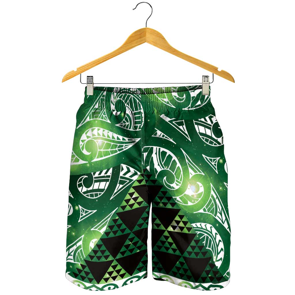 Matariki New Zealand Shorts for Men NZ Niho Taniwha Maori New Year Green Galaxy