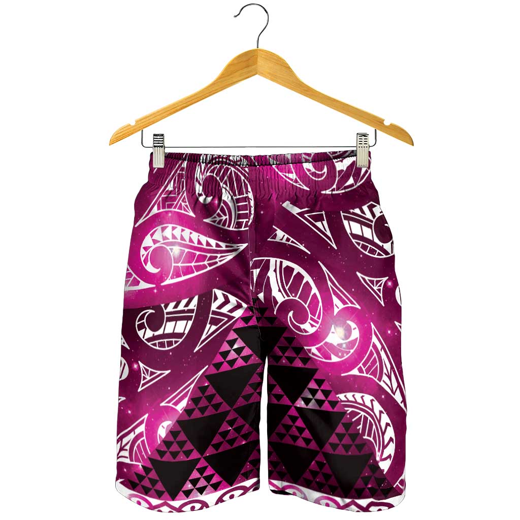 Matariki New Zealand Shorts for Men NZ Niho Taniwha Maori New Year Pink Galaxy LT14 - Polynesian Pride