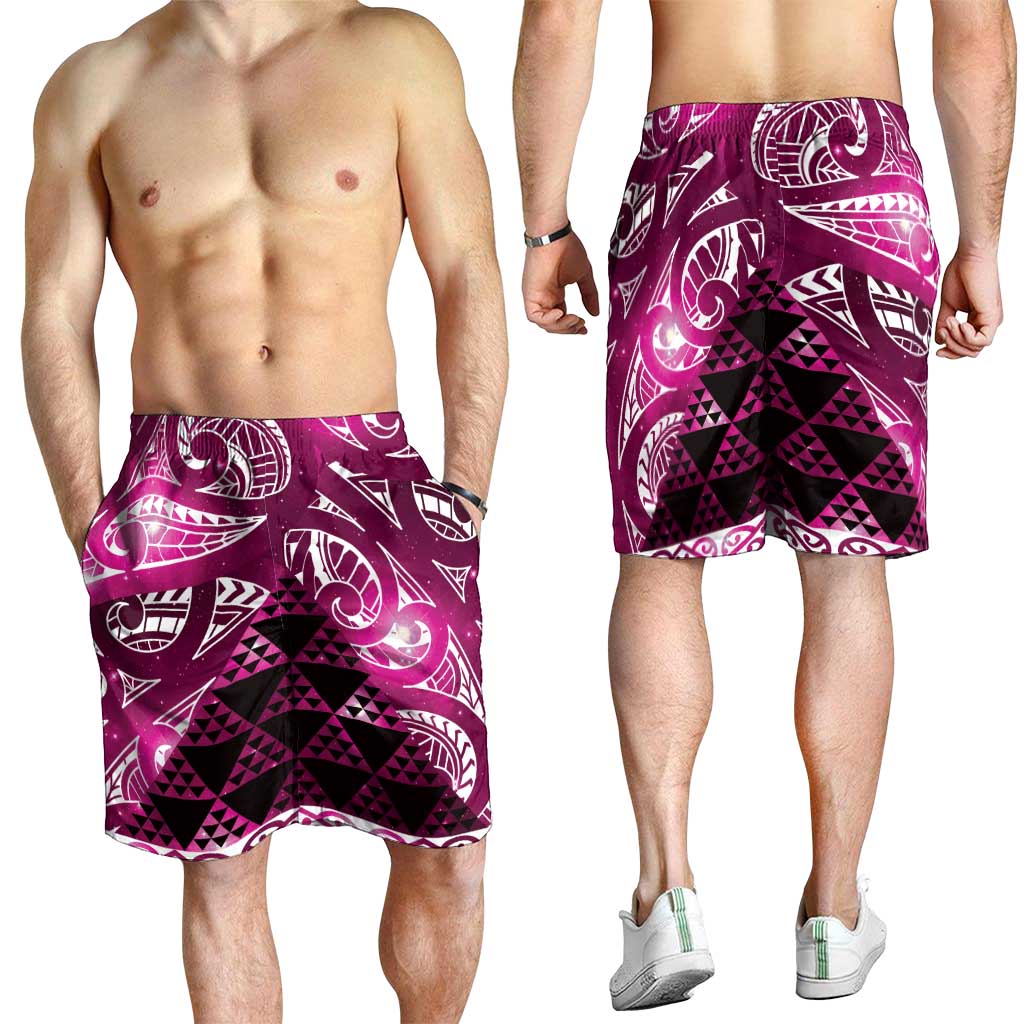 Matariki New Zealand Shorts for Men NZ Niho Taniwha Maori New Year Pink Galaxy LT14 - Polynesian Pride