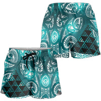 Matariki New Zealand Shorts for Women NZ Niho Taniwha Maori New Year Cyan Galaxy