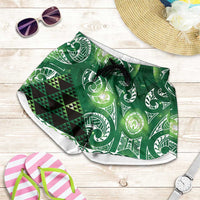 Matariki New Zealand Shorts for Women NZ Niho Taniwha Maori New Year Green Galaxy