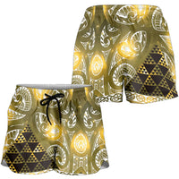 Matariki New Zealand Shorts for Women NZ Niho Taniwha Maori New Year Yellow Galaxy