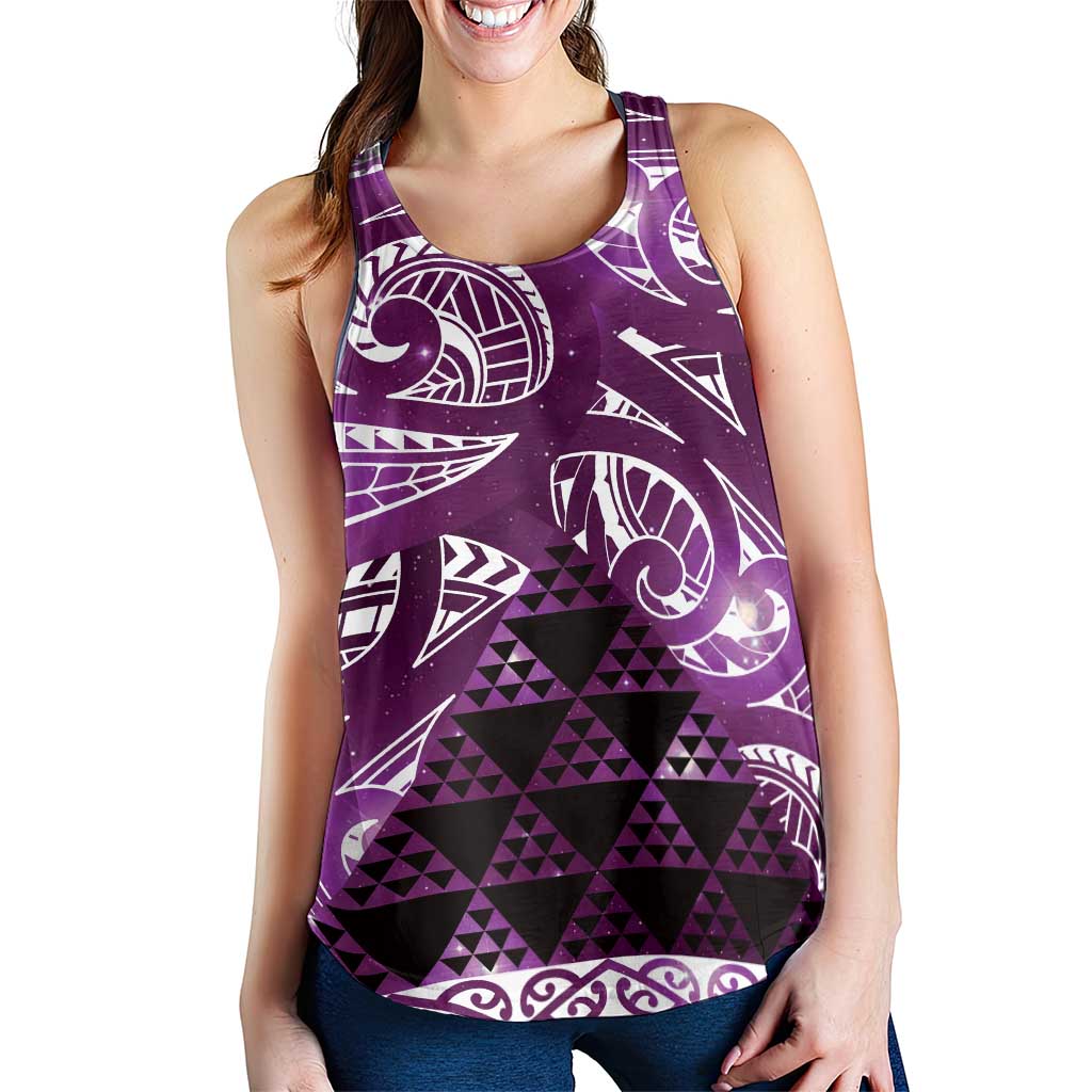 Matariki New Zealand Women Racerback Tank NZ Niho Taniwha Maori New Year Purple Galaxy