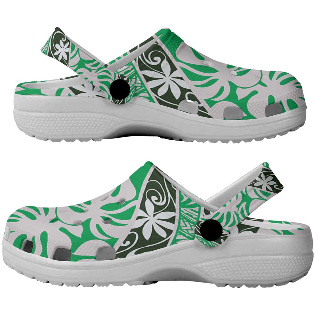 Matie Tahiti Tiare Monstera Clogs Shoes Polynesian Pattern Curve Style - Polynesian Pride