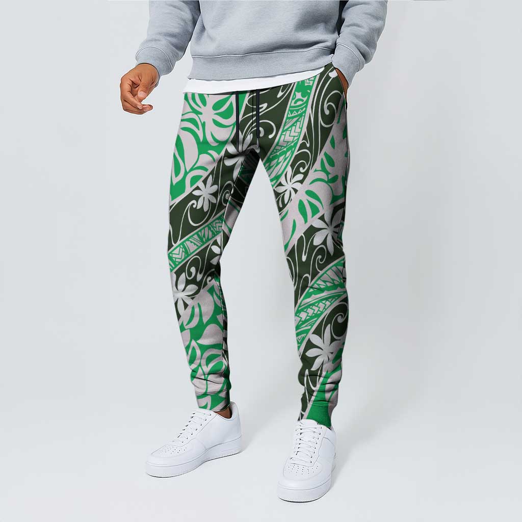 Matie Tahiti Tiare Monstera Jogger Pants Polynesian Pattern Curve Style - Polynesian Pride