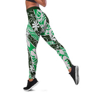 Matie Tahiti Tiare Monstera Leggings Polynesian Pattern Curve Style - Polynesian Pride