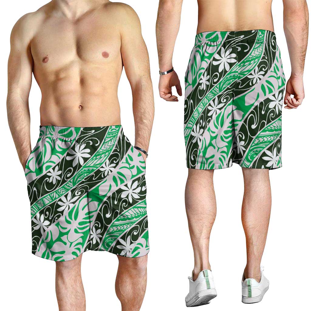 Matie Tahiti Tiare Monstera Shorts for Men Polynesian Pattern Curve Style - Polynesian Pride