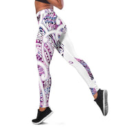 Mawhero Paua Shell Kowhaiwhai Taniko Leggings Manta Ray Shark-Turtle Maori Tribal Style LT9 Pink - Polynesian Pride
