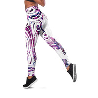 Mawhero Paua Shell Kowhaiwhai Taniko Leggings Turtle Tattoo Maori Tribal Style LT9 Pink - Polynesian Pride
