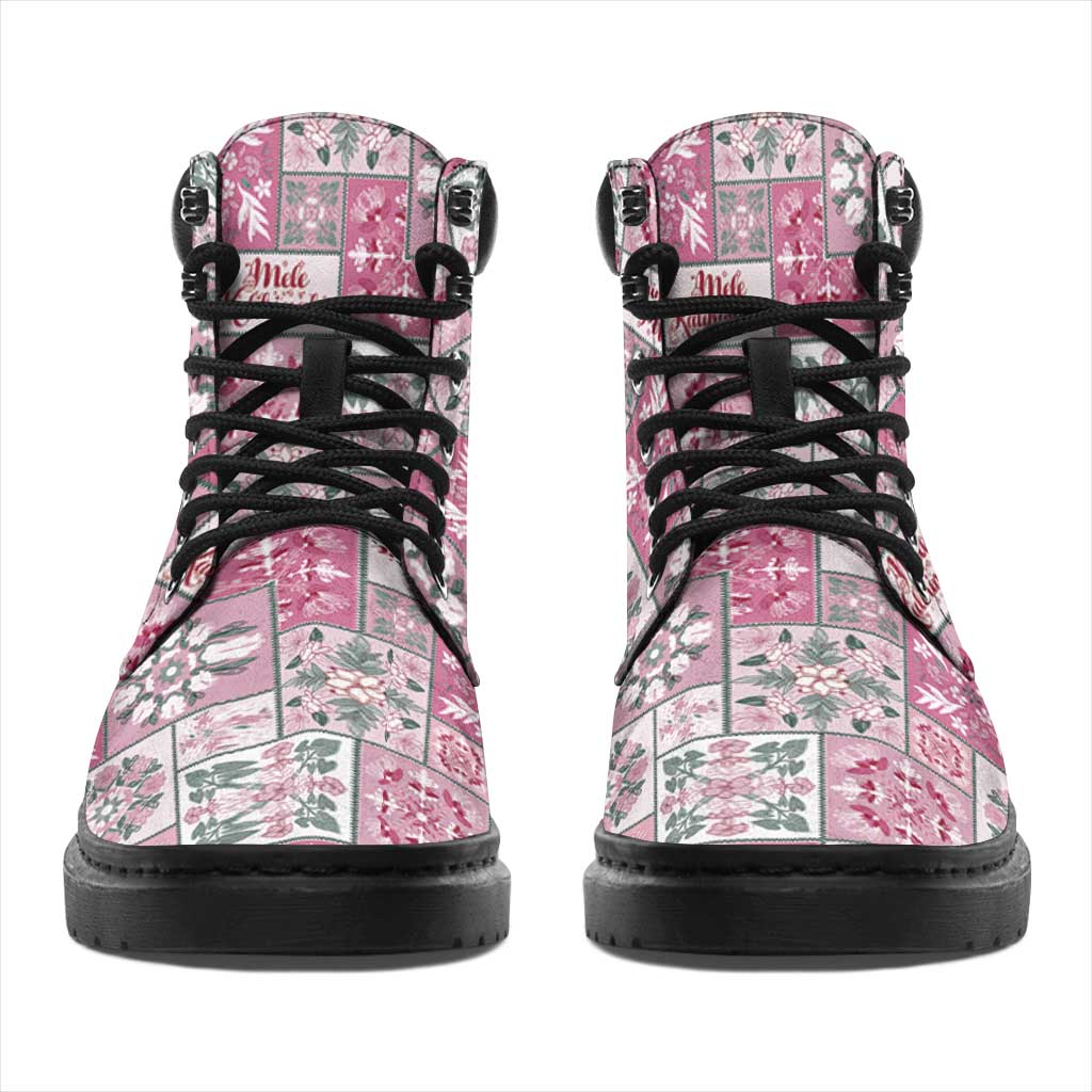 Mele Kalikimaka Hawaii Christmas All Season Boots Akala Seamless Floral Motif - Polynesian Pride