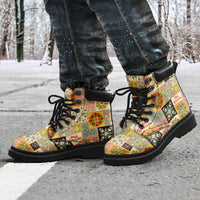 Mele Kalikimaka Hawaii Christmas All Season Boots Melemele Mama Seamless Floral Motif - Polynesian Pride