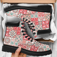 Mele Kalikimaka Hawaii Christmas All Season Boots Ulaula Seamless Floral Motif - Polynesian Pride