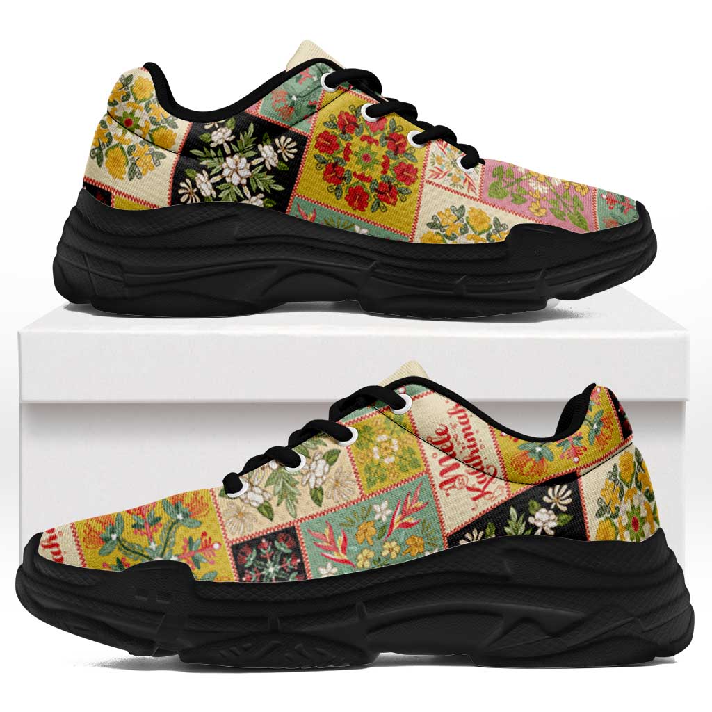 Mele Kalikimaka Hawaii Christmas Chunky Sneakers Melemele Mama Seamless Floral Motif - Polynesian Pride