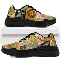 Mele Kalikimaka Hawaii Christmas Chunky Sneakers Melemele Mama Seamless Floral Motif - Polynesian Pride