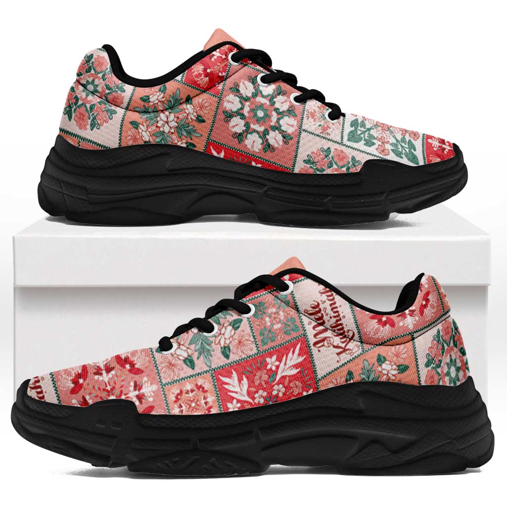 Mele Kalikimaka Hawaii Christmas Chunky Sneakers Ulaula Seamless Floral Motif - Polynesian Pride