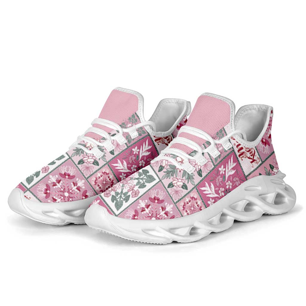 Mele Kalikimaka Hawaii Christmas Clunky Sneakers Akala Seamless Floral Motif - Polynesian Pride