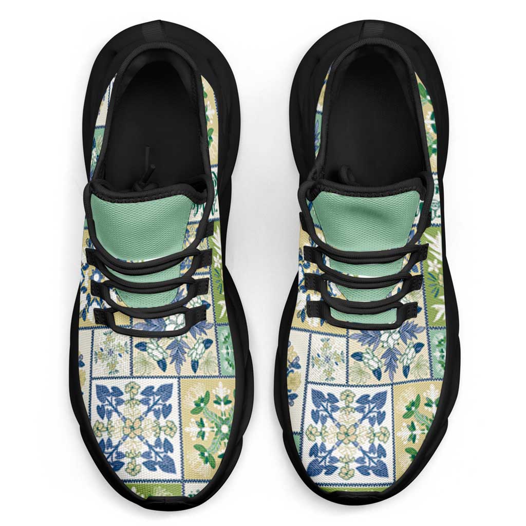Mele Kalikimaka Hawaii Christmas Clunky Sneakers Omaomao Seamless Floral Motif - Polynesian Pride