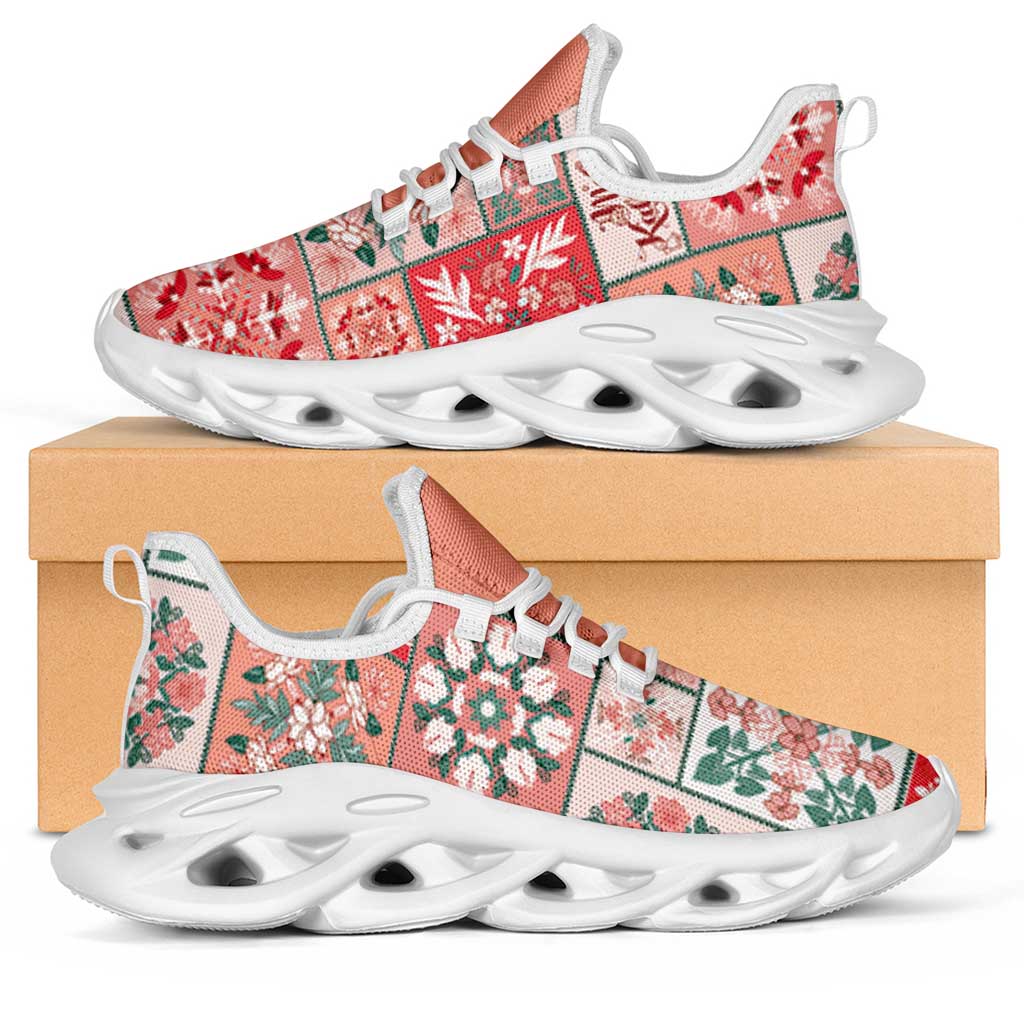Mele Kalikimaka Hawaii Christmas Clunky Sneakers Ulaula Seamless Floral Motif - Polynesian Pride