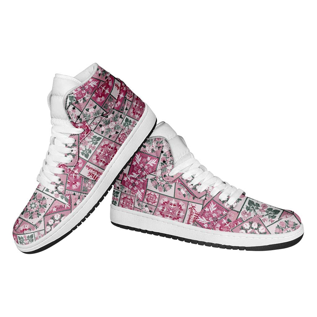 Mele Kalikimaka Hawaii Christmas High Sneakers AJ1 Akala Seamless Floral Motif - Polynesian Pride