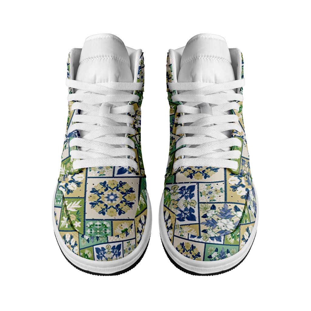 Mele Kalikimaka Hawaii Christmas High Sneakers AJ1 Omaomao Seamless Floral Motif - Polynesian Pride