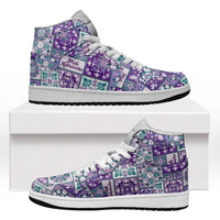 Mele Kalikimaka Hawaii Christmas High Sneakers AJ1 Poni Seamless Floral Motif LT9 Purple - Polynesian Pride