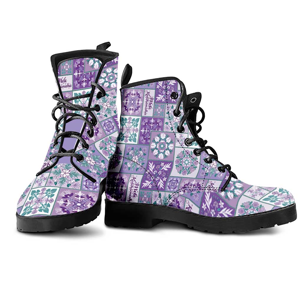 Mele Kalikimaka Hawaii Christmas Leather Boots Poni Seamless Floral Motif - Polynesian Pride