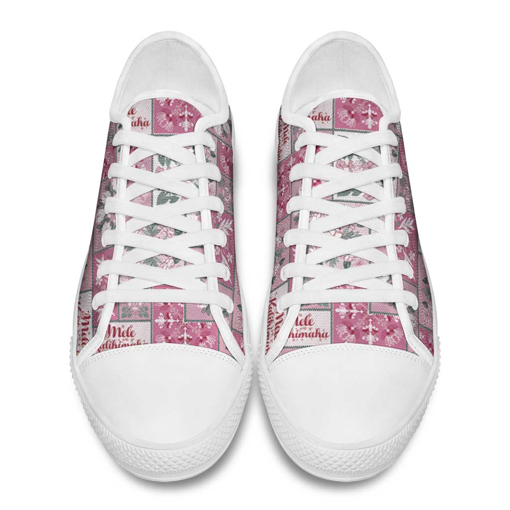 Mele Kalikimaka Hawaii Christmas Low Top Shoes Akala Seamless Floral Motif - Polynesian Pride